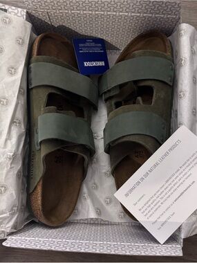 Birkenstock Men's Olive Green Arizona Two-Strap Sandals